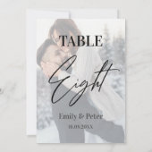 Vellumフェイク写真結婚の8つの表の番号 サンキューカード (裏面)