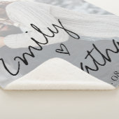 Vellumフェイク効果写真結婚の日付カスタム シェルパブランケット (3/4)