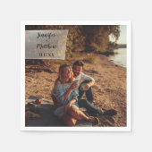 Vellumフォトオフェイクーバーレイカスタムウェディング スタンダードカクテルナプキン (正面)