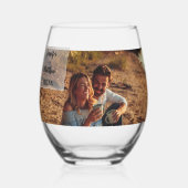 Vellumフォトオフェイクーバーレイカスタムウェディング ステムなしワイングラス (正面)