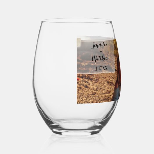 Vellumフォトオフェイクーバーレイカスタムウェディング ステムなしワイングラス (右)