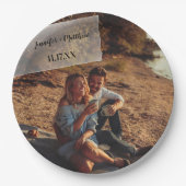 Vellumフォトオフェイクーバーレイカスタムウェディング ペーパープレート (正面)