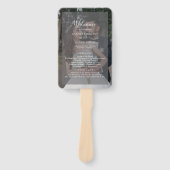 Vellumブラック&ホワイトオーバーレイフォト結婚式 プログラム ハンドファン (正面)