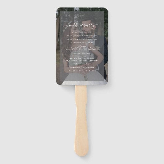 Vellumブラック&ホワイトオーバーレイフォト結婚式 プログラム ハンドファン (裏面)