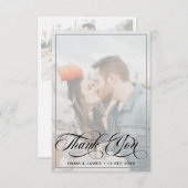 Vellumモダンの草書体結婚の写真 サンキューカード (正面/裏面)
