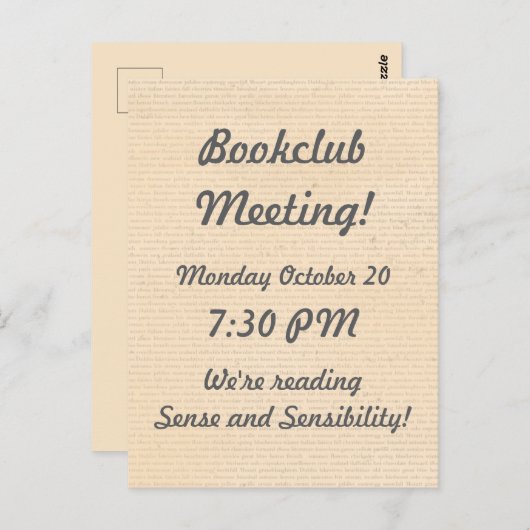 Vellumルックブッククラブリマインダー ポストカード (正面/裏面)