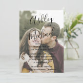 Vellumルックブラックハンドレット写真結婚ズ 招待状 (スタンド正面)