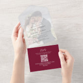 Vellum写真エレガントオーバーレイBurgundy | QRコード オールインワン招待状 (貼ってはがせる)