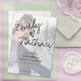 Vellum効果フェイク写真ウェディング日付を保存 セーブザデート