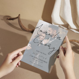 Vellum効果フェイク2つの写真結婚式の日付を保存