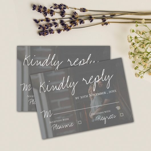 Vellum効果フェイク2フォトエレガントな結婚式 出欠カード