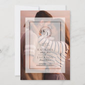 Vellum白い透明イニシャル結婚の写真 招待状 (正面)