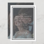 Vellum白と黒のフレームの写真ブライダルシャワー 招待状 (正面/裏面)