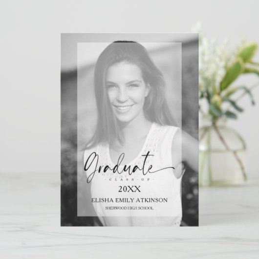 Vellum経エレガント験エフェクト白黒フォト 招待状 (スタンド正面)