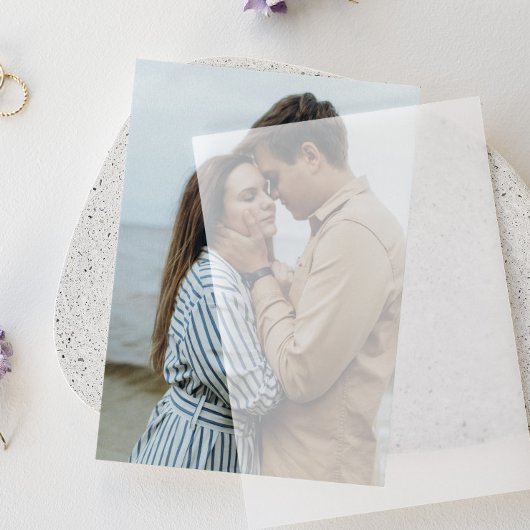 Vellum結婚式招待状用の下のフォトカード 招待状