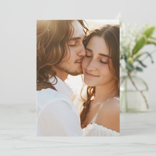 Vellum背景結婚式の日付写真を保存 セーブザデート (スタンド正面)