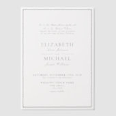 Vellum黒エレガントいクラシックScript 結婚's ベラム紙招待状 (正面)