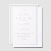 Vellum エレガント Dusty Blue Script Monogram結婚's ベラム紙招待状 (オフセット)