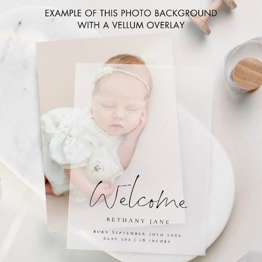 Vellum Birth発表の写真の背景 案内状
