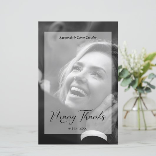 Vellum Effect Budget Wedding BW Photo Thanks  (スタンド正面)