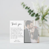 Vellum Hand フェイク Lettered Photo's 結婚 Thank You ポストカード (スタンド正面)