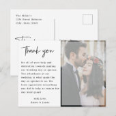 Vellum Hand フェイク Lettered Photo's 結婚 Thank You ポストカード (正面/裏面)
