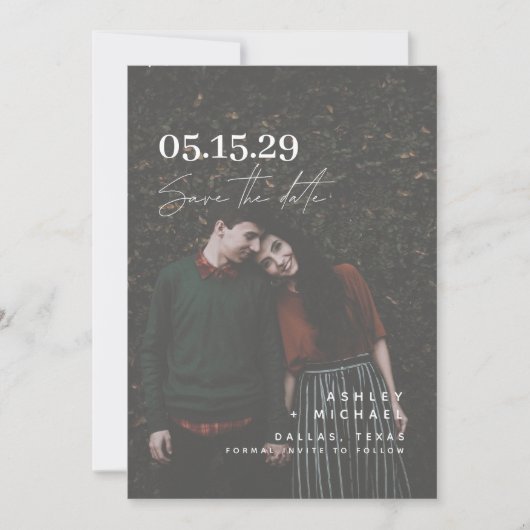 Vellum Look Hand Letteredタイポグラフィ写真 セーブザデート (正面)