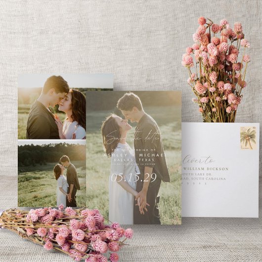 Vellum Look Hand Letteredタイポグラフィ3写真 セーブザデート