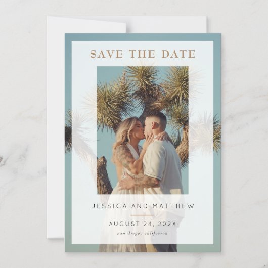 Vellum Overlayフルフォト日付を保存 マグネット招待状 (正面)