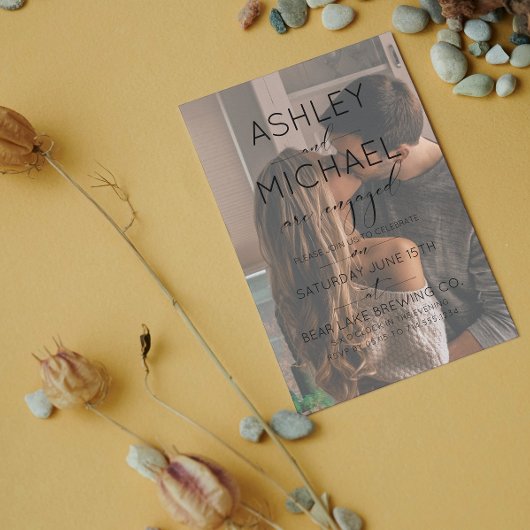 Vellum Overlay 2写真書道婚約 招待状