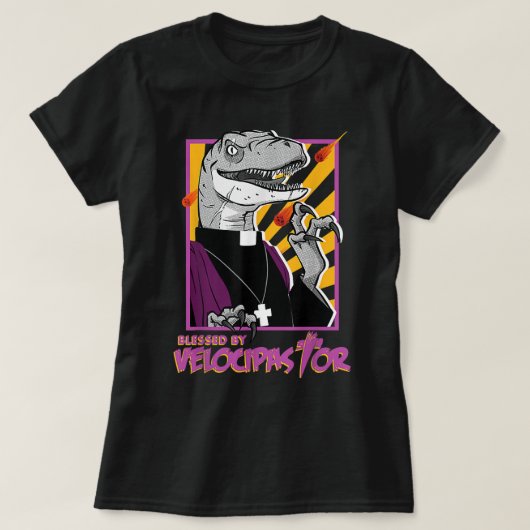 Velocipastor賛美による恐竜の教区司祭カッコいい。 Tシャツ (デザイン正面)