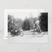 Velocipedeと警察オートバイのヴィンテージ写真 ポストカード (正面/裏面)
