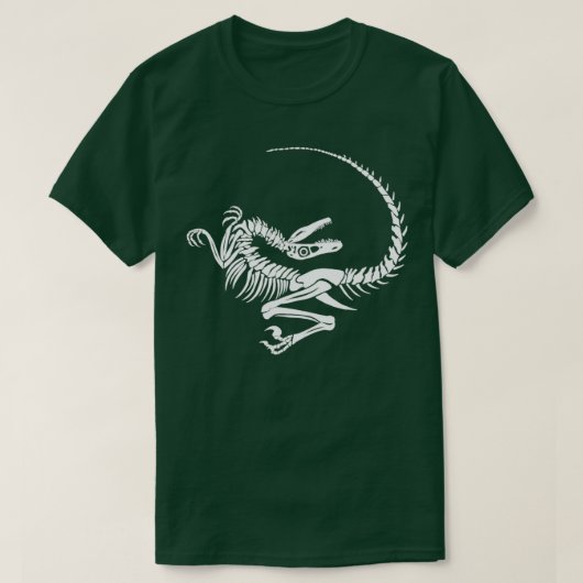 Velociraptorスケルトン反転 Tシャツ (デザイン正面)