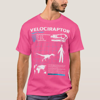 Velociraptorファクトシート恐竜の事実 Tシャツ