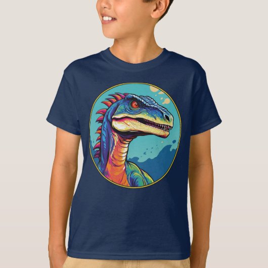 Velociraptor -クラシック恐竜Tシャツ Tシャツ (正面)
