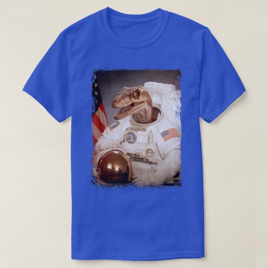 Velociraptor Astronaut Dino Space Suit Moon Rocket Tシャツ (デザイン正面)