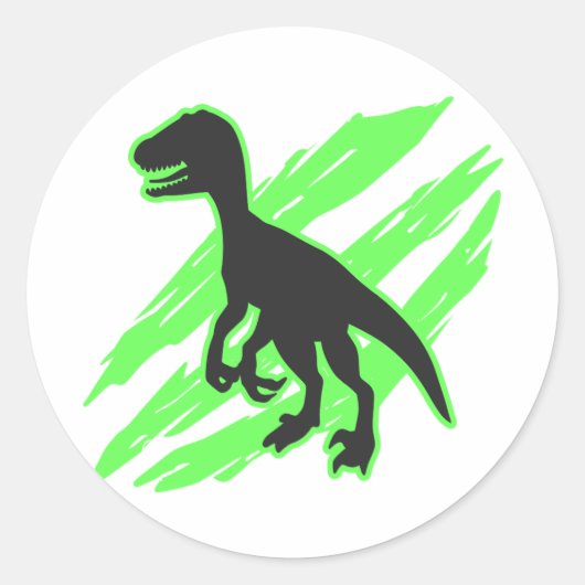 Velociraptor silhouette – 背景色を選択 ラウンドシール (正面)