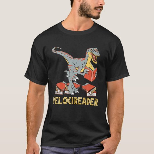 Velocireader Funny Dinosaur Reading Gift Tシャツ (正面)