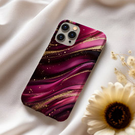 Velours Royale Luxury Magenta Silk Marble Gold iPhone 16ケース