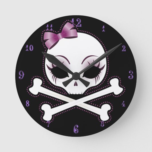 VelusaSkullie ラウンド壁時計 (正面)