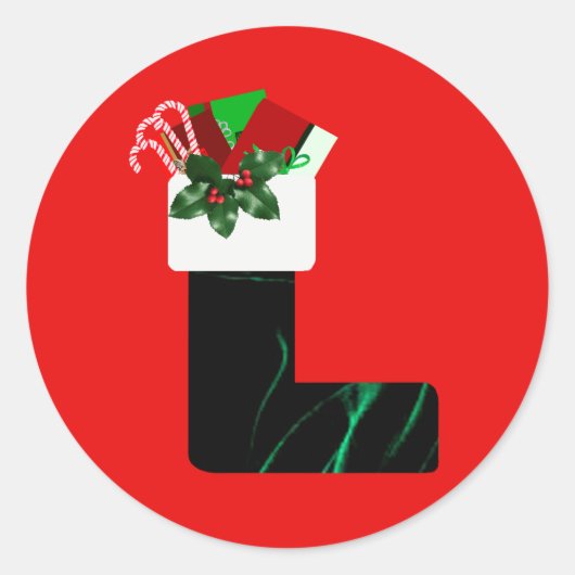 Velvet Christmas Stocking Sticker ラウンドシール (正面)