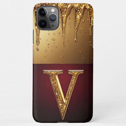 💎 Velvet Glitter V Monogram Dripping Custom  iPhoneケース (裏面)