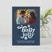 Velvet Ice Modern Blue Christmas Photo シーズンカード (スタンド正面)