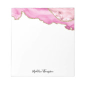 Velvet Pink Gold Agate Geode Script Typography ノートパッド (正面)