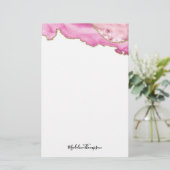 Velvet Pink Gold Agate Geode Script Typography 便箋 (スタンド正面)