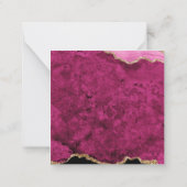 Velvet Pink Magenta Gold Agate Geode Script Square ノートカード (裏面)
