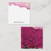 Velvet Pink Magenta Gold Agate Geode Script Square ノートカード (正面/裏面)