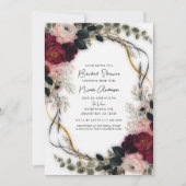 Velvet Plum Garden Floral Greenery Bridal Shower 招待状 (正面)