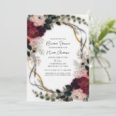 Velvet Plum Garden Floral Greenery Bridal Shower 招待状 (スタンド正面)