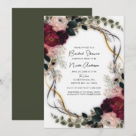 Velvet Plum Garden Floral Greenery Bridal Shower 招待状